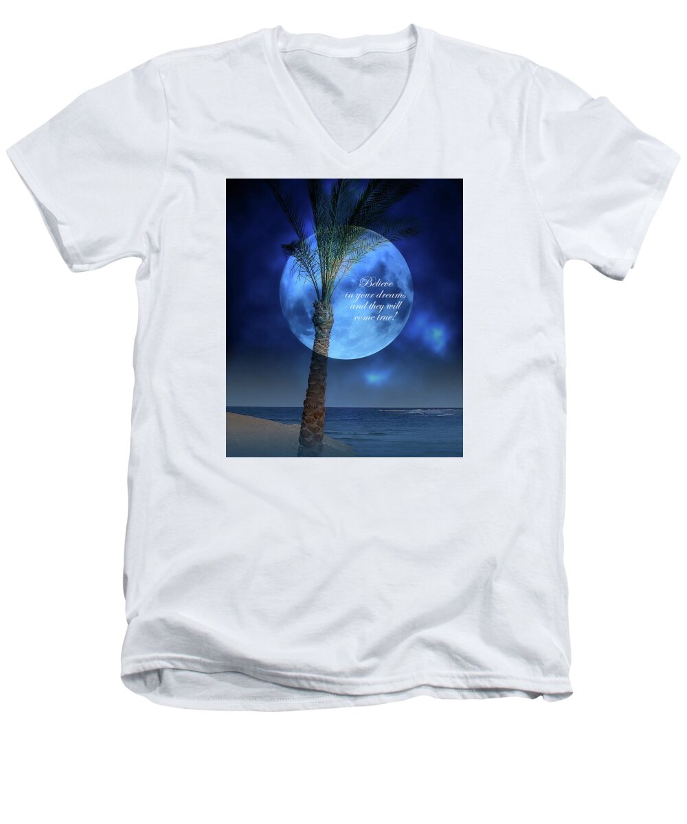 Dreams Men's V-Neck T-Shirt featuring the photograph Dreamland Blue Theme by Johanna Hurmerinta