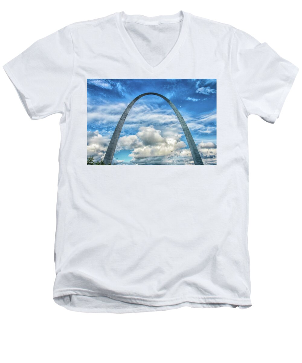Gateway Arch Men's V-Neck T-Shirt featuring the photograph Gateway Arch by Robert Hebert
