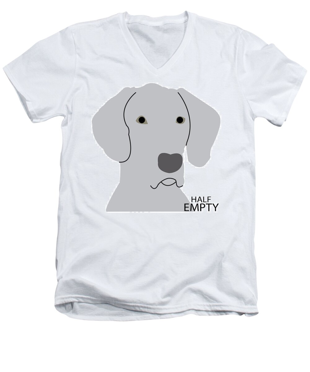 Dog Men's V-Neck T-Shirt featuring the digital art Half Empty Weimaraner by Caroline Elgin