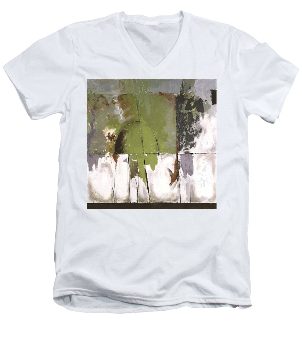 Nature Men's V-Neck T-Shirt featuring the painting Haven by Janet Zoya