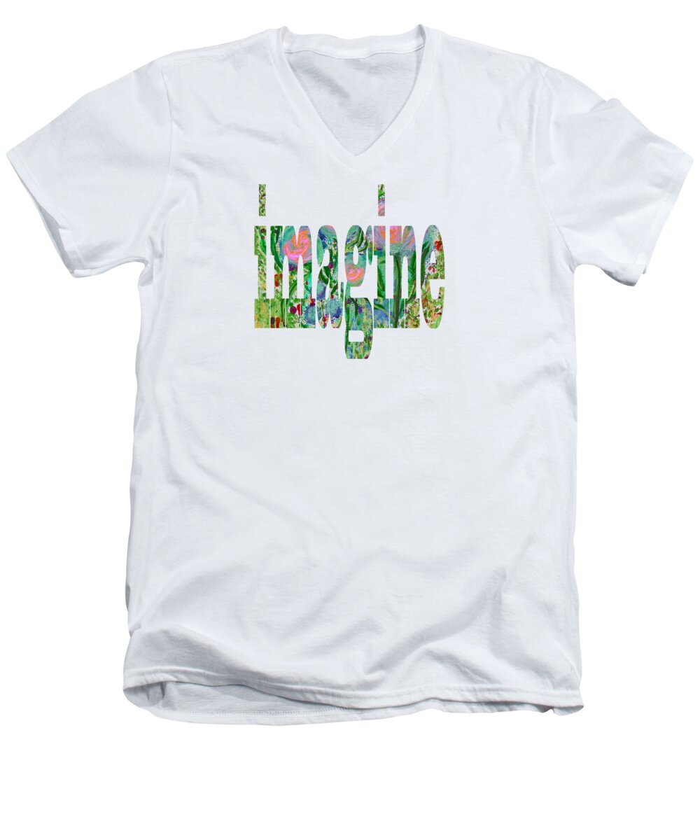 Imagine Men's V-Neck T-Shirt featuring the painting Imagine 1011 by Corinne Carroll