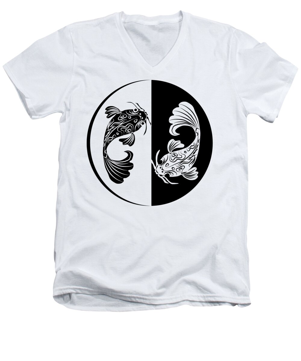 Japanese Koi Men's V-Neck T-Shirt featuring the digital art Japanese Koi by Patricia Piotrak