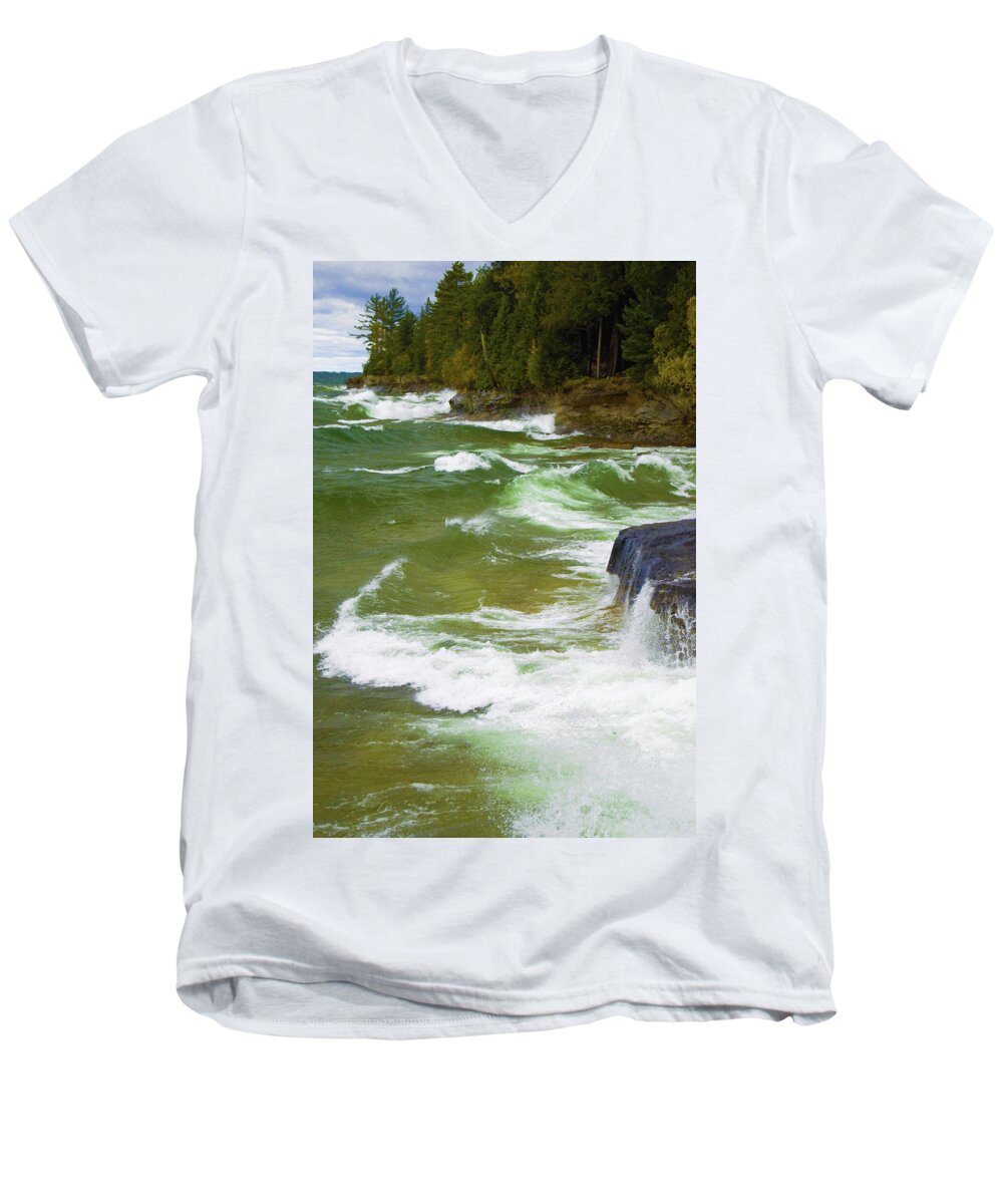 Lake Superior Men's V-Neck T-Shirt featuring the photograph Lake Superior by Tom Kelly