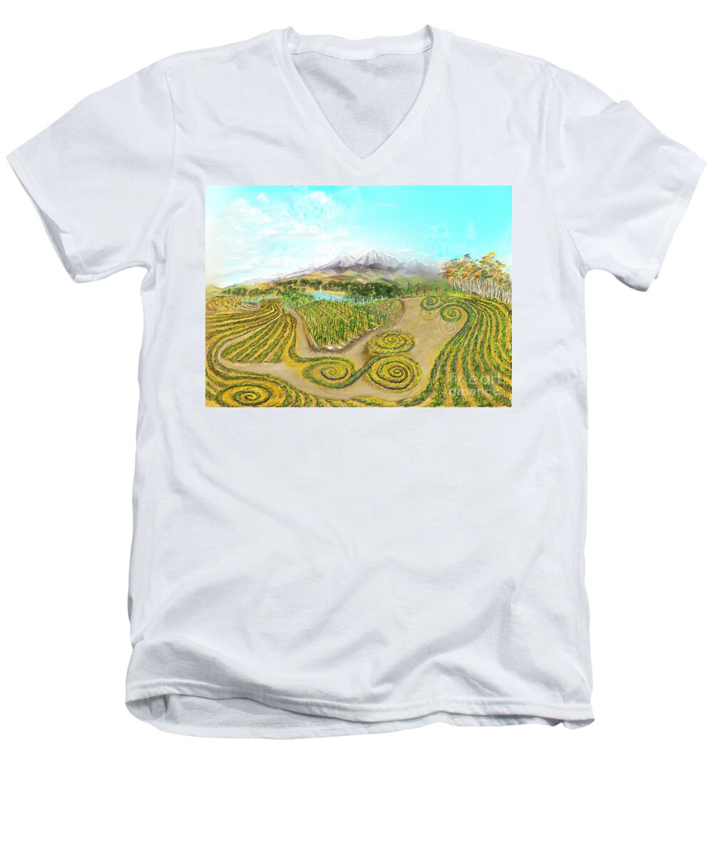 Landscape Men's V-Neck T-Shirt featuring the digital art Landscape no 102 by Joseph Mora