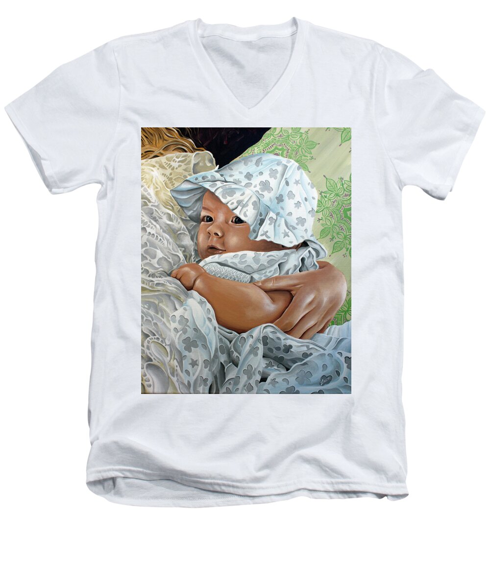  Men's V-Neck T-Shirt featuring the painting Layla by William Love