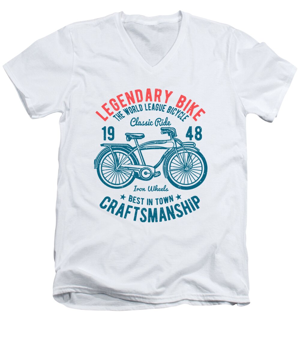 Legendary Men's V-Neck T-Shirt featuring the digital art Legendary bike by Long Shot