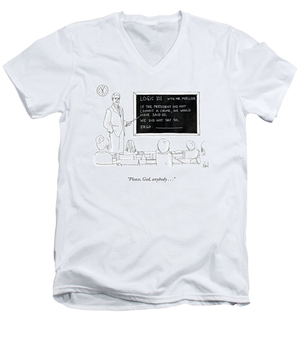Please Men's V-Neck T-Shirt featuring the drawing Logic 101 by Neil Dvorak