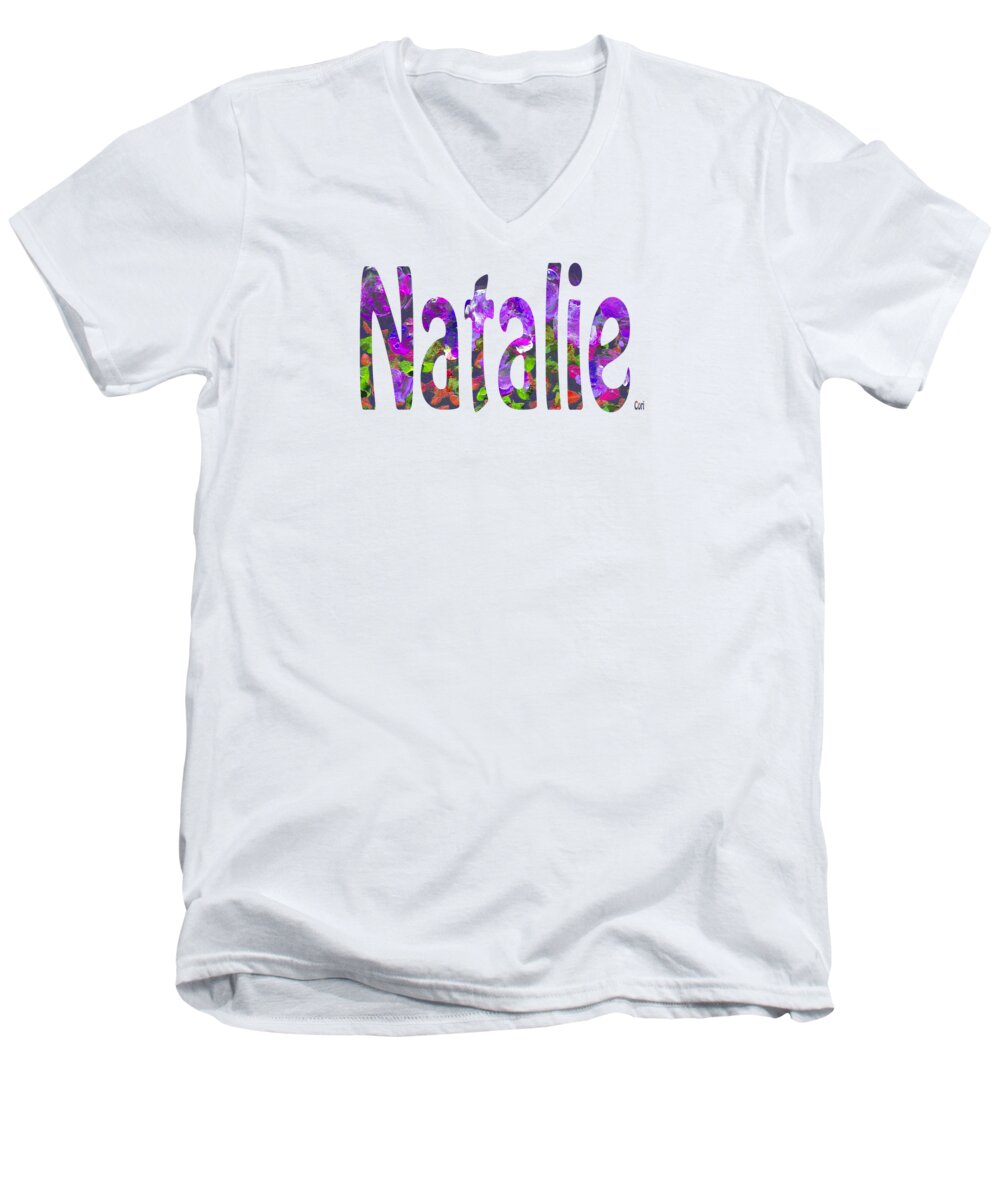 Natalie Men's V-Neck T-Shirt featuring the digital art Natalie by Corinne Carroll