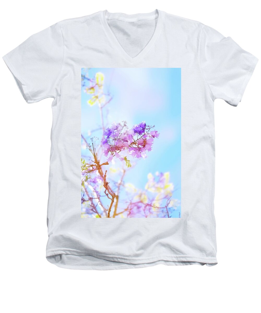 Flower Men's V-Neck T-Shirt featuring the photograph Pastels In The Sky by Az Jackson