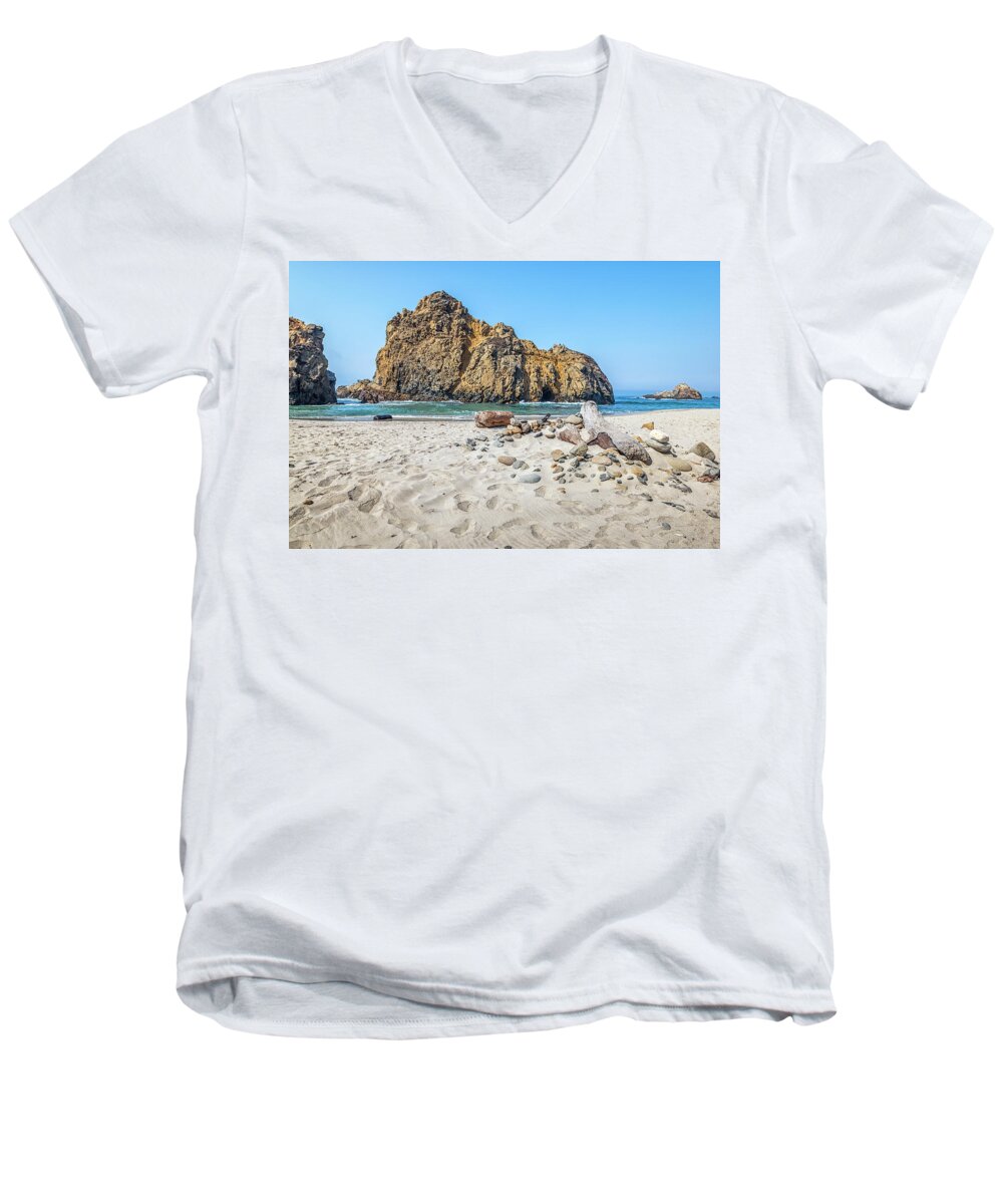 Beach Men's V-Neck T-Shirt featuring the photograph Pfeiffer Beach Beauty by Joseph S Giacalone