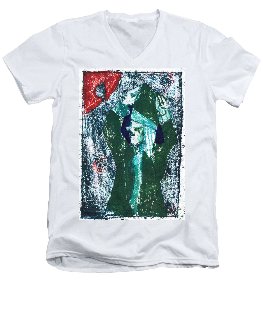 Stravinksy Men's V-Neck T-Shirt featuring the painting Rite of Spring 23 by Edgeworth Johnstone