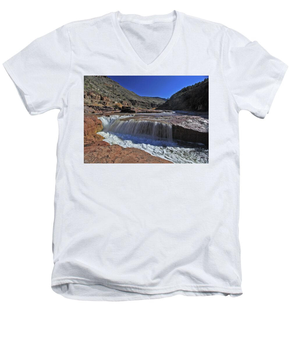 Arizona Men's V-Neck T-Shirt featuring the photograph Salt Falls by Gary Kaylor
