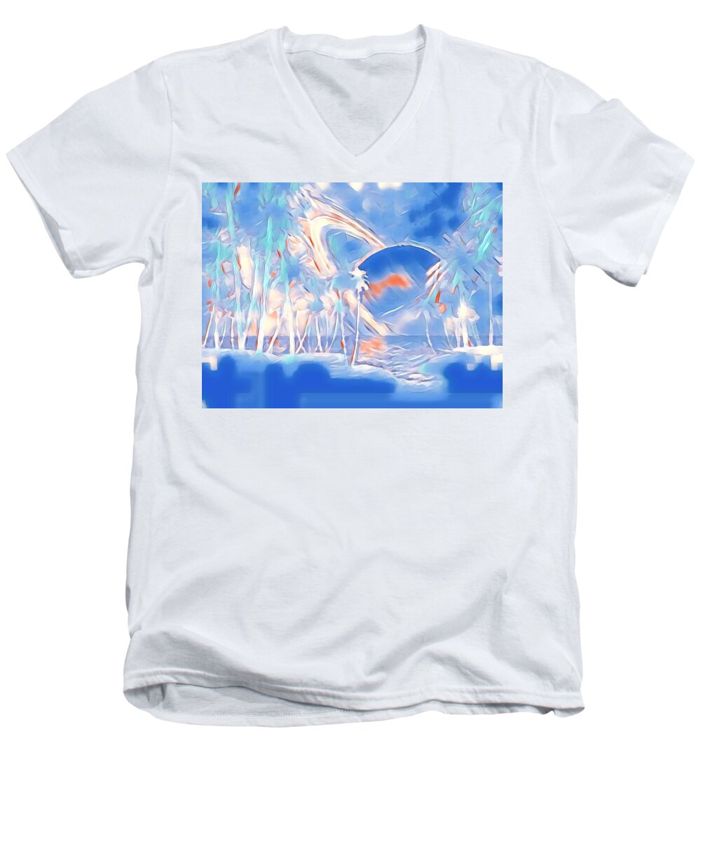 Digital Prints Men's V-Neck T-Shirt featuring the digital art Saphire Giant by Gail Daley