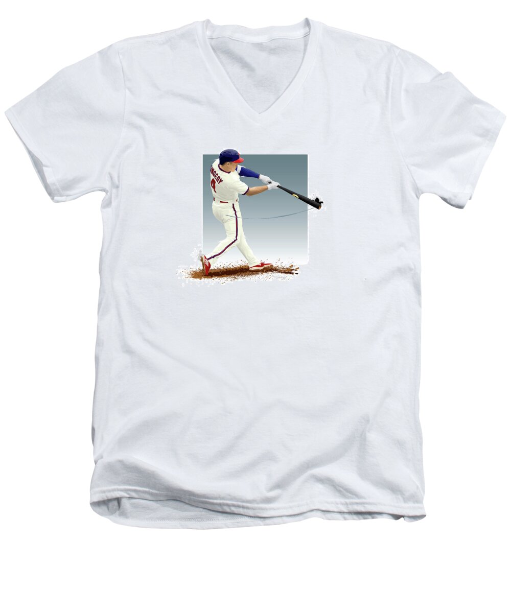 Philadelphia Phillies Men's V-Neck T-Shirt featuring the digital art Scott Kingery by Scott Weigner