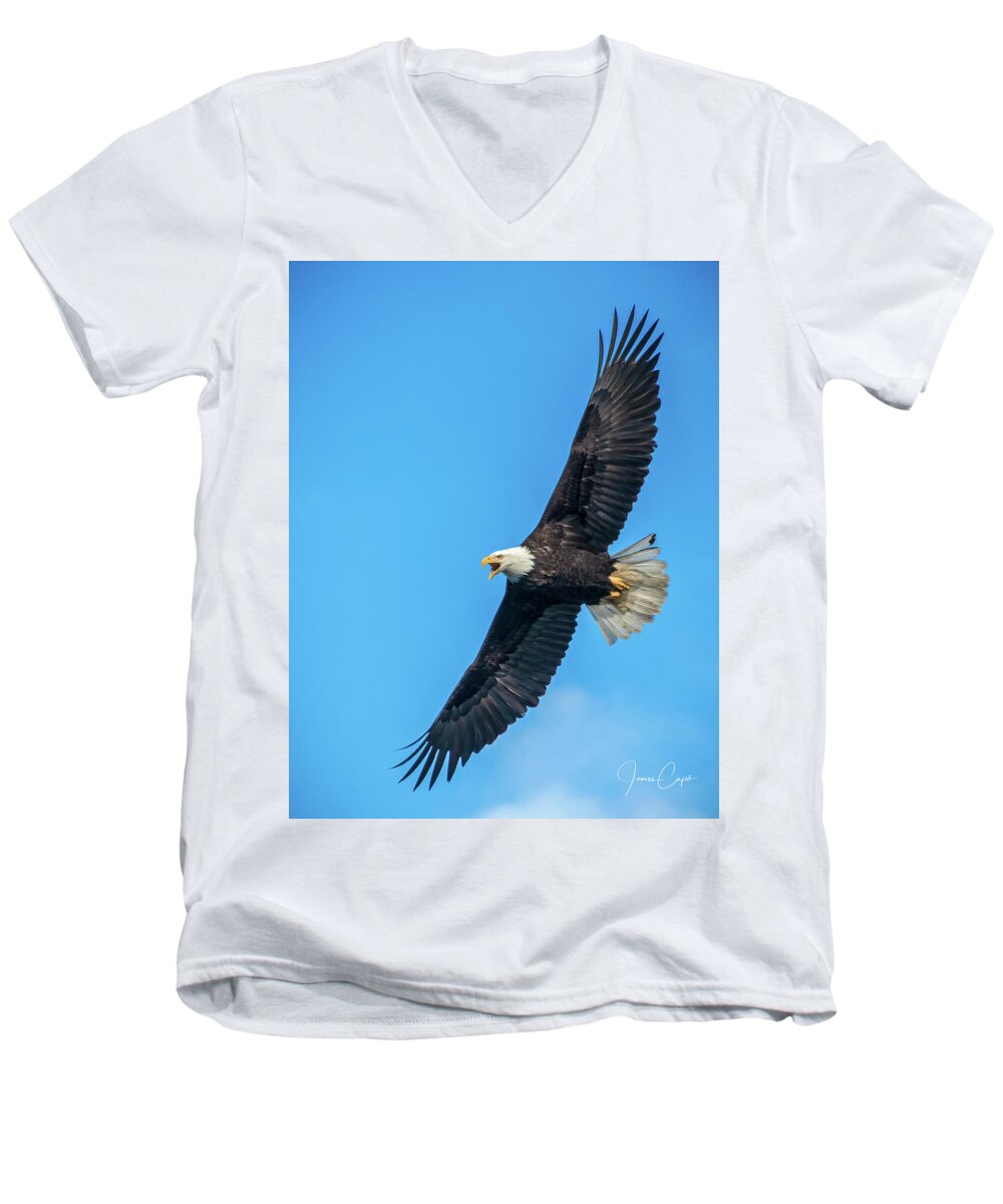 Alaska Men's V-Neck T-Shirt featuring the photograph Screaming Eagle by James Capo