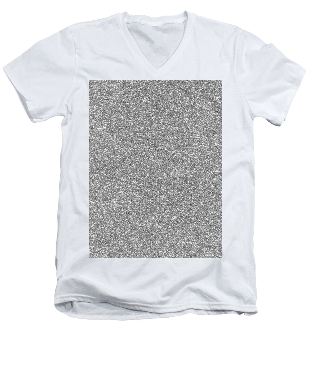 Cute Men's V-Neck T-Shirt featuring the photograph Silver Glitter by Top Wallpapers