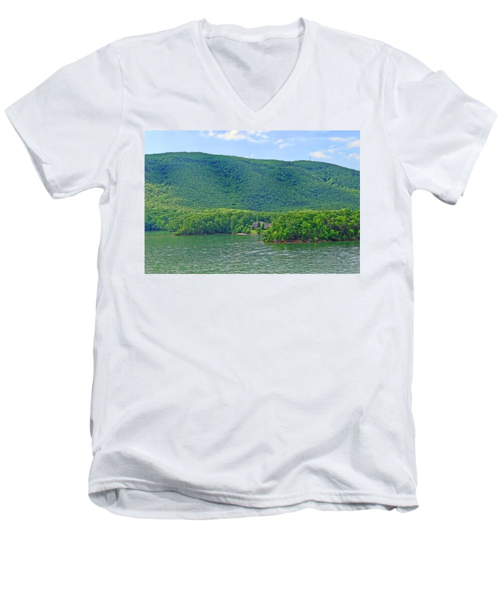 Smith Mountain Lake Men's V-Neck T-Shirt featuring the photograph Smith Mountain Lake, Va. by The James Roney Collection