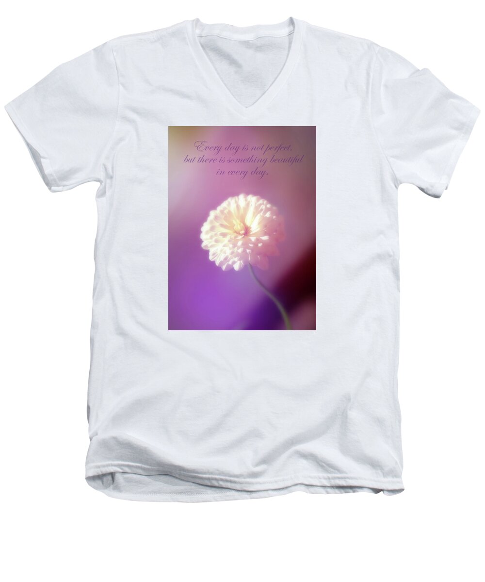 Beautiful Men's V-Neck T-Shirt featuring the mixed media Something Beautiful In Every Day by Johanna Hurmerinta