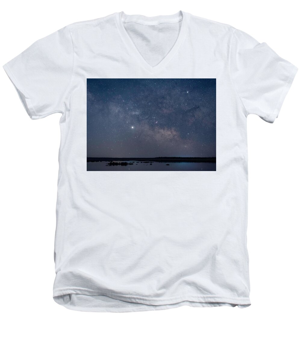 Maryland Men's V-Neck T-Shirt featuring the photograph Stars Over Beaverdam Creek by Robert Fawcett