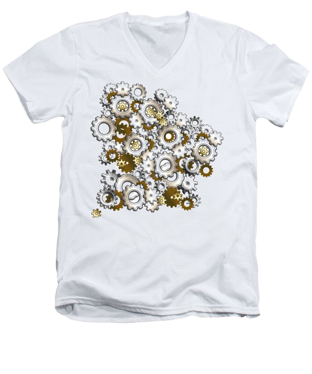 Steampunk Men's V-Neck T-Shirt featuring the digital art Steampunk by Patricia Piotrak