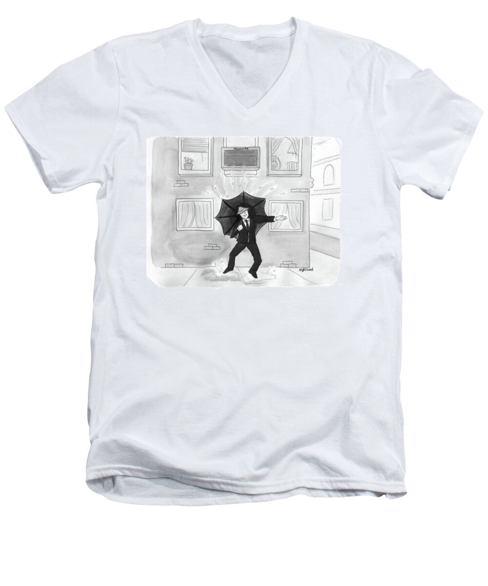 Captionless Men's V-Neck T-Shirt featuring the drawing Summer Rain by Amy Kurzweil