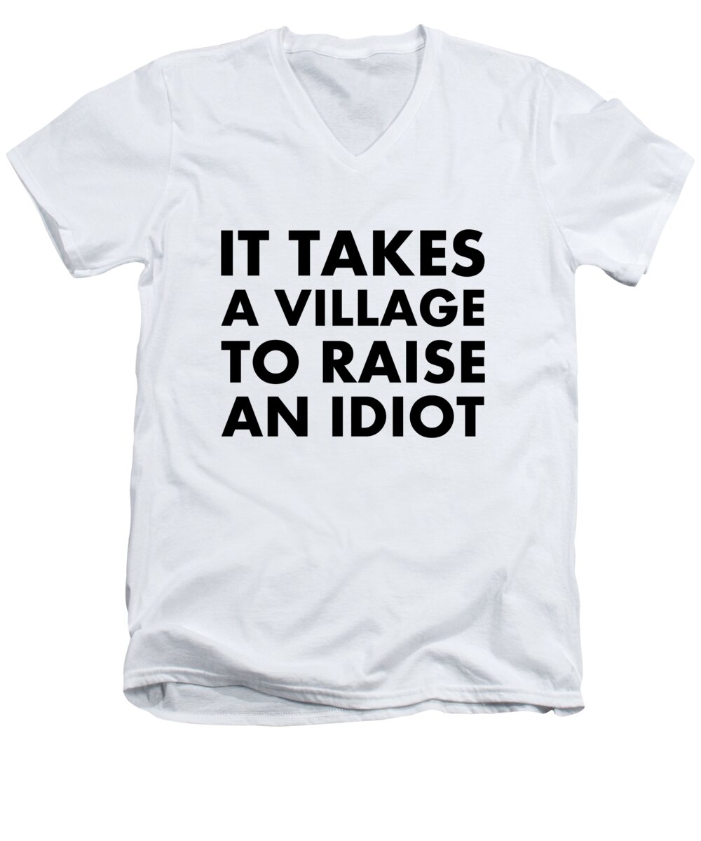 Richard Reeve Men's V-Neck T-Shirt featuring the digital art Village Idiot BK by Richard Reeve