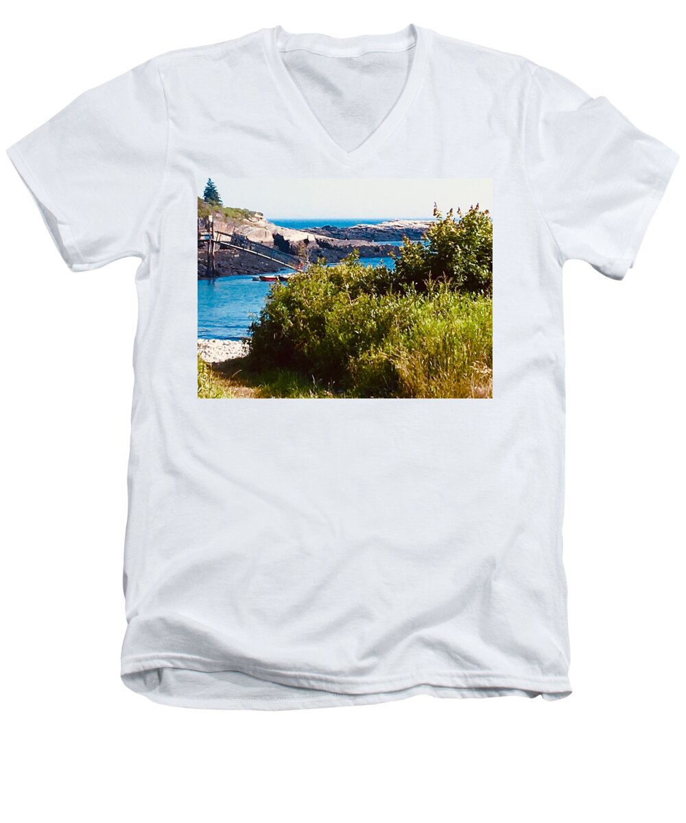 Warm Colored Cove Men's V-Neck T-Shirt featuring the photograph Warm Colored Cove by Debra Grace Addison