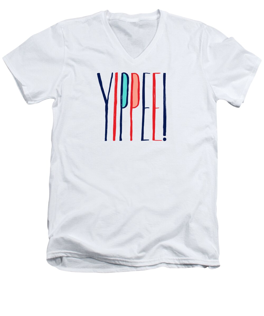 Yippee Men's V-Neck T-Shirt featuring the painting Yippee by Jen Montgomery