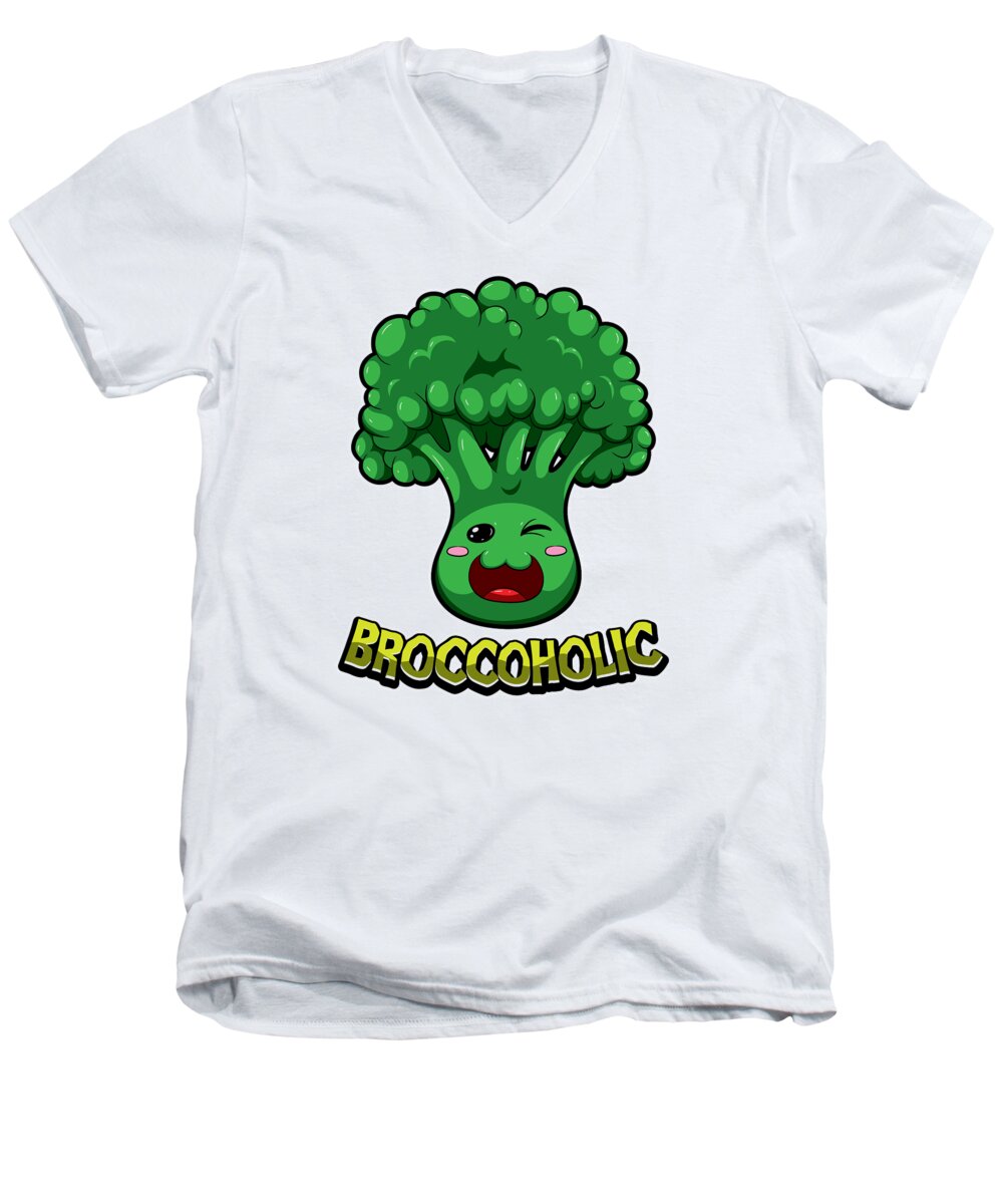 Vegan Men's V-Neck T-Shirt featuring the digital art Broccoholic Broccoli Plant Vegetables Vegan #2 by Mister Tee
