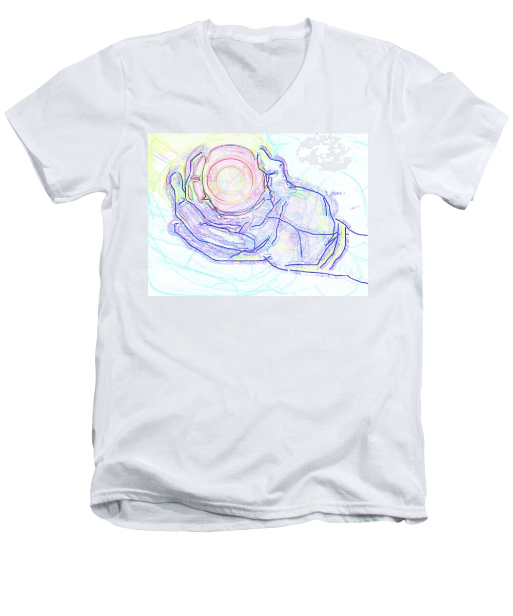 Abstract Men's V-Neck T-Shirt featuring the digital art Sunset #2 by Gabrielle Schertz