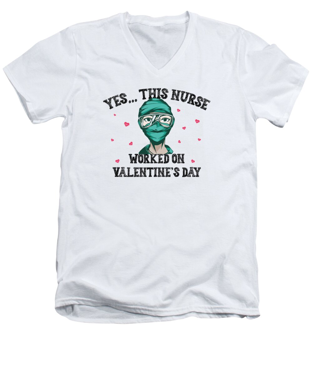 Nurse Men's V-Neck T-Shirt featuring the digital art Nurse Valentines Day Nursing RN Nurses #13 by Toms Tee Store