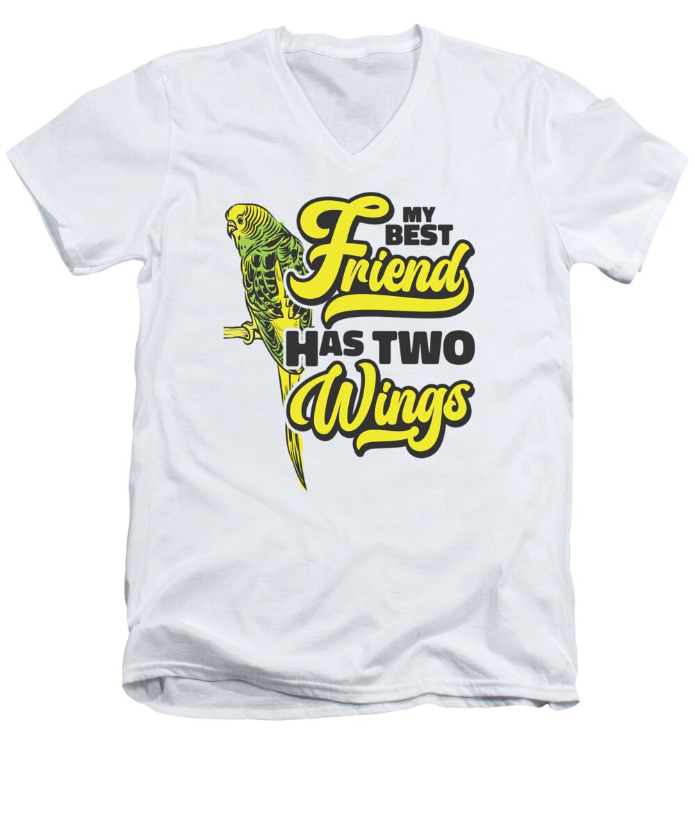 Budgie Men's V-Neck T-Shirt featuring the digital art Budgie Best Friend Bird Owner Parakeet #4 by Toms Tee Store