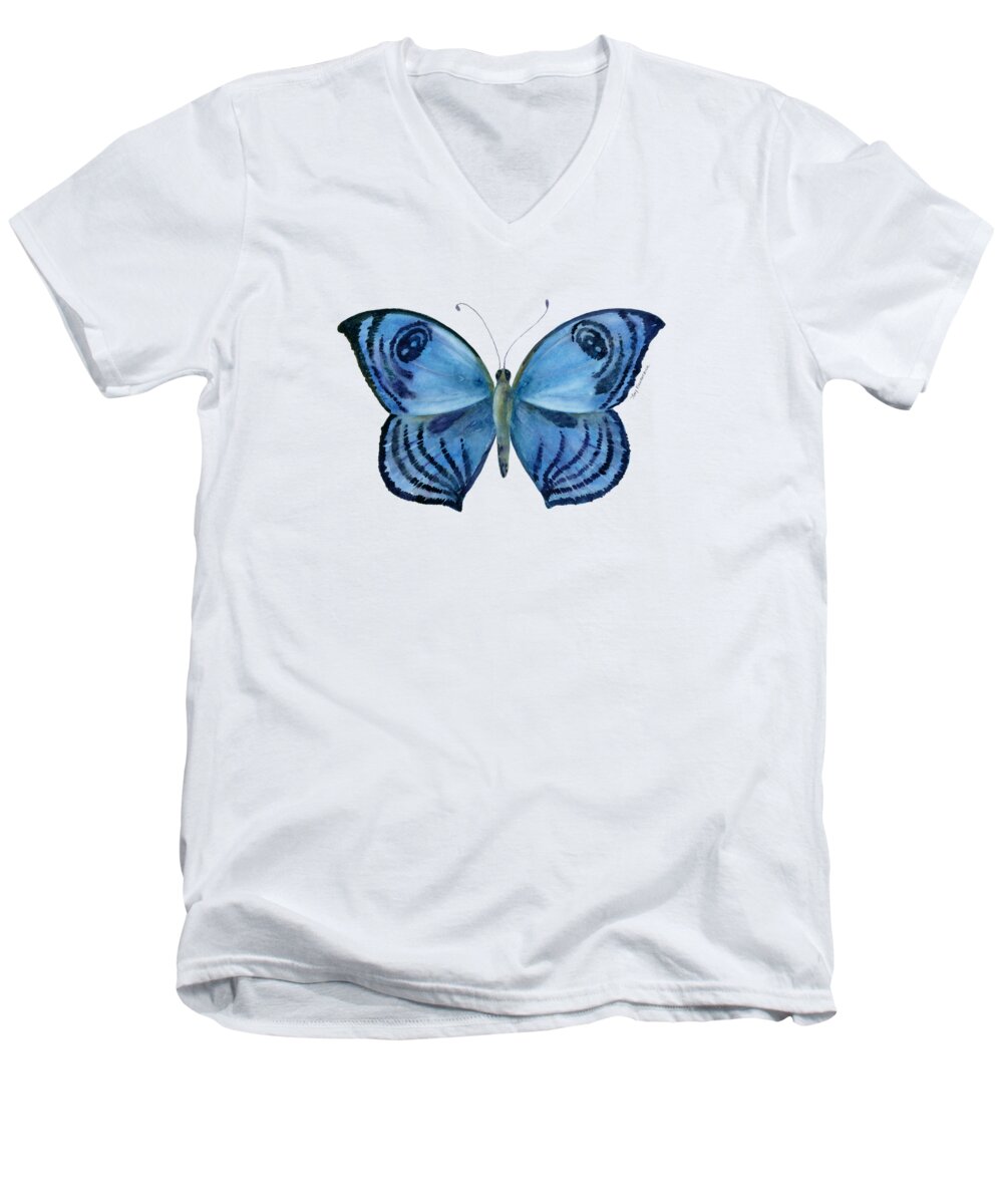 India Men's V-Neck T-Shirt featuring the painting 75 Capanea Butterfly by Amy Kirkpatrick