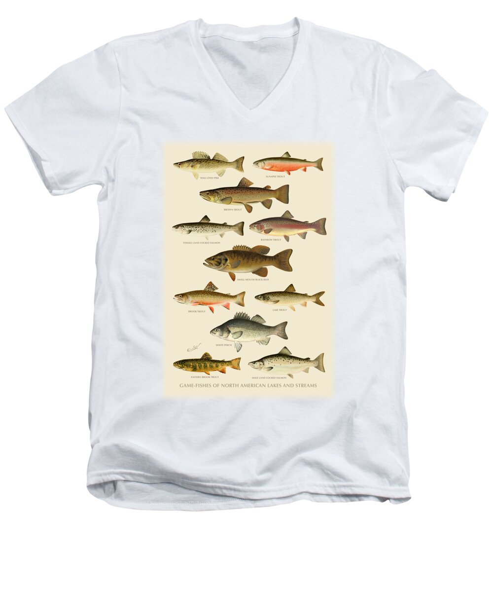 #faatoppicks Men's V-Neck T-Shirt featuring the painting American Game Fish by Gary Grayson