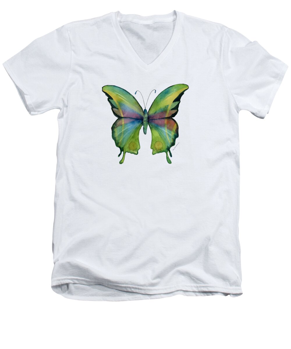 Prism Men's V-Neck T-Shirt featuring the painting 11 Prism Butterfly by Amy Kirkpatrick