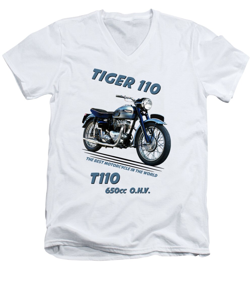 Triumph Tiger Men's V-Neck T-Shirt featuring the photograph The Tiger 110 1956 by Mark Rogan