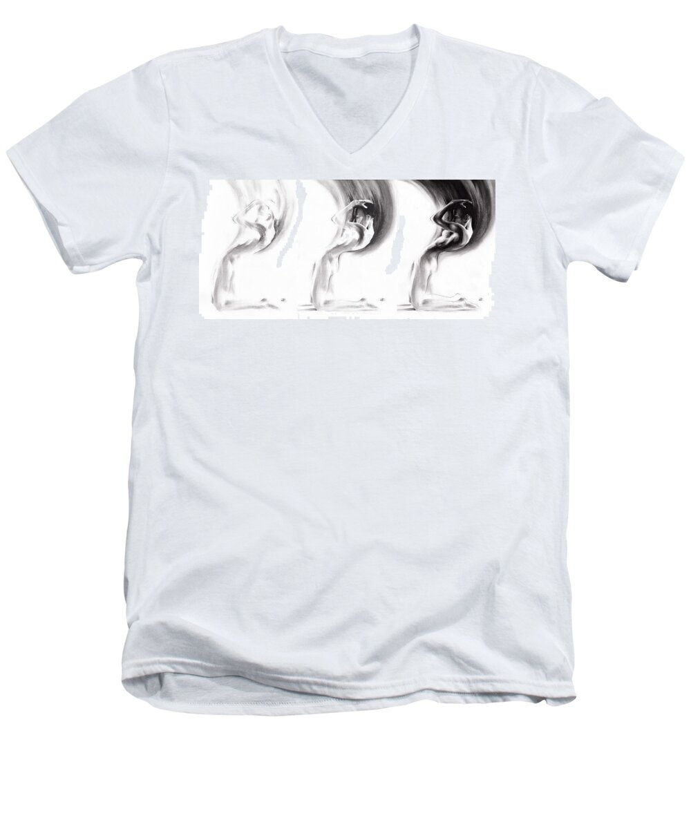 Empathy Men's V-Neck T-Shirt featuring the drawing Emergent 1b by Paul Davenport