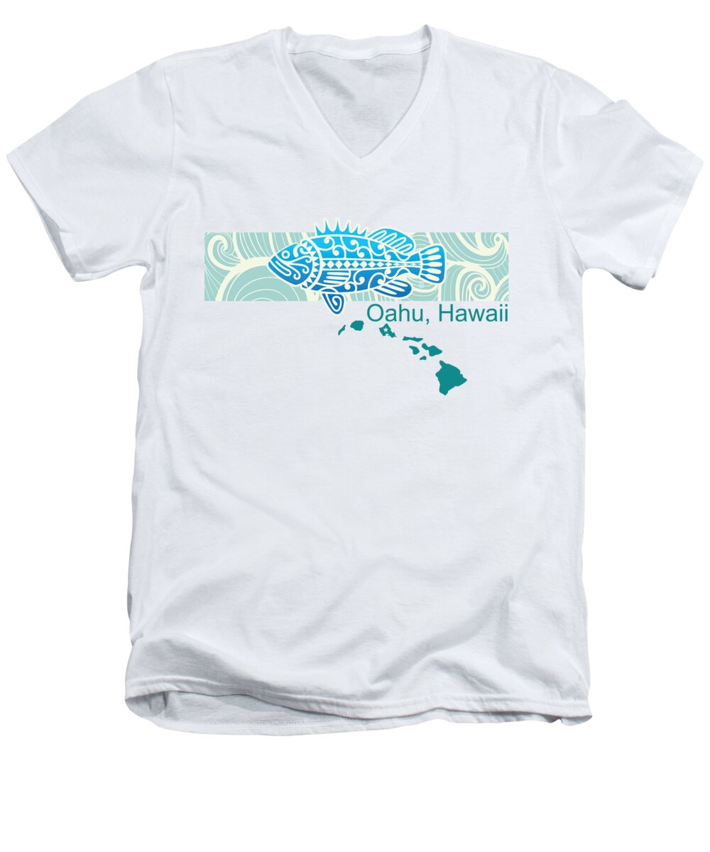 Hawaii Men's V-Neck T-Shirt featuring the digital art Oahu Hawaii by Gary Grayson