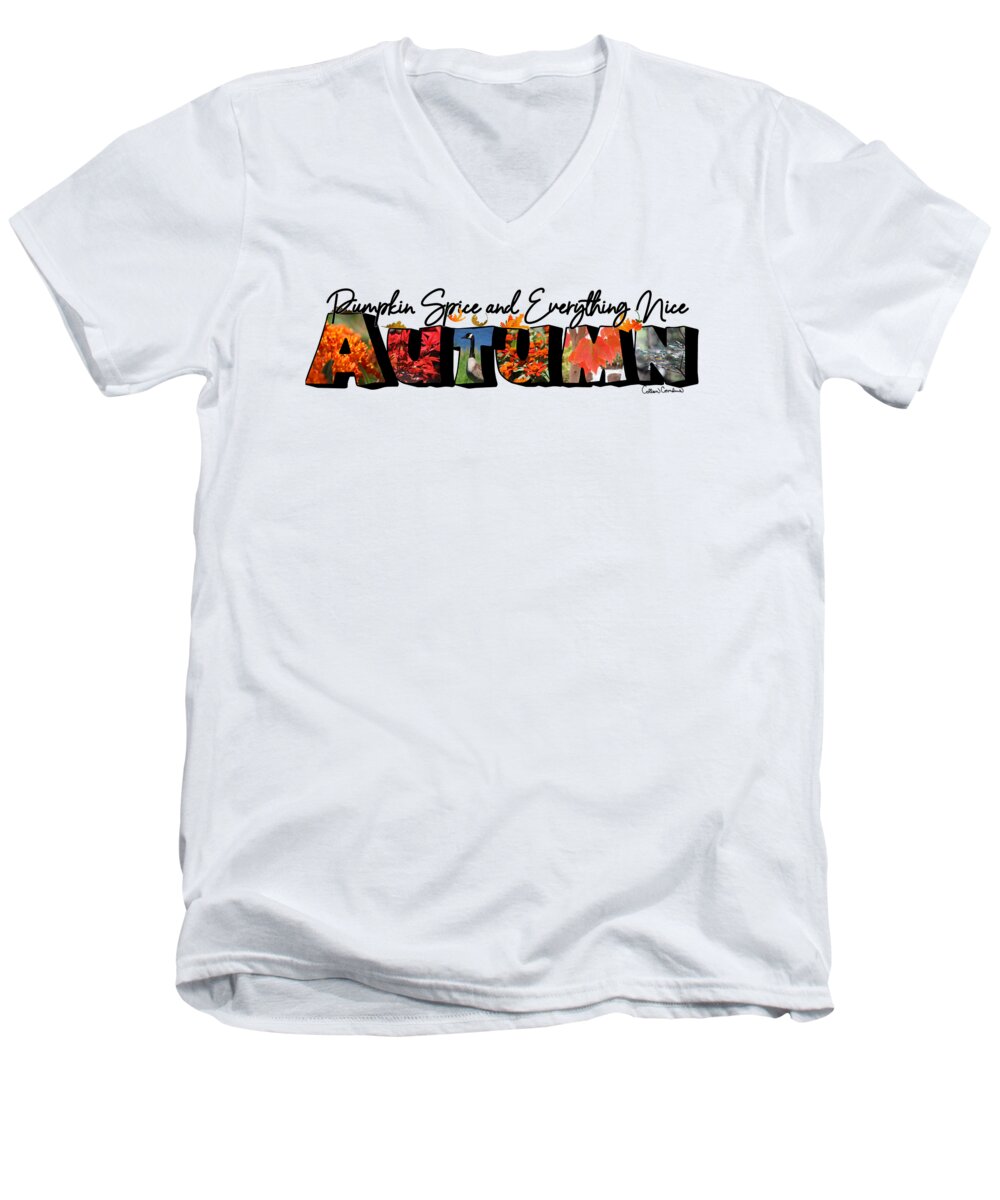 Autumn Men's V-Neck T-Shirt featuring the photograph Autumn Big Letter by Colleen Cornelius