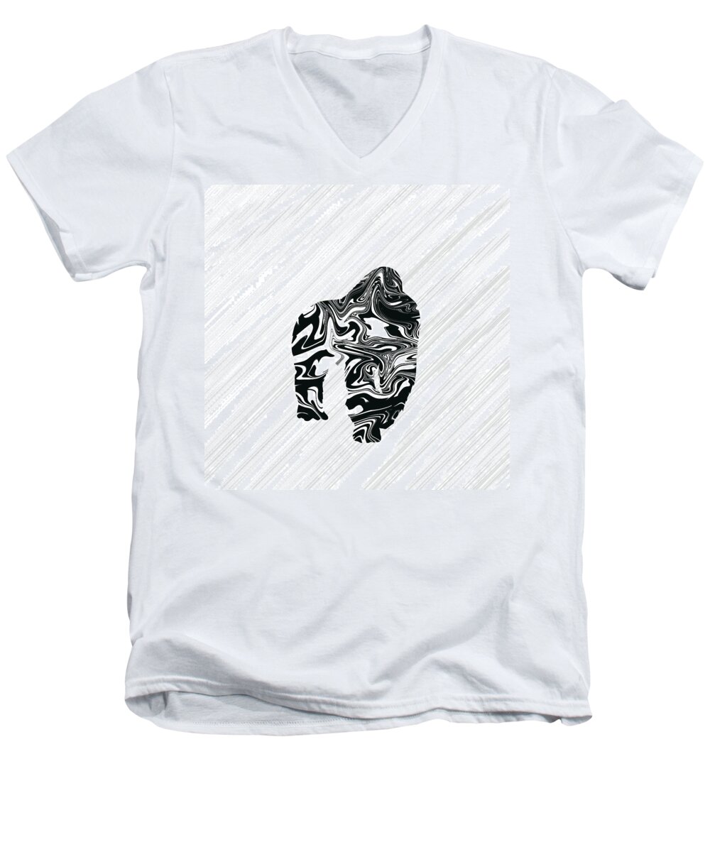 Gorilla Men's V-Neck T-Shirt featuring the digital art Bachelor by Trilby Cole