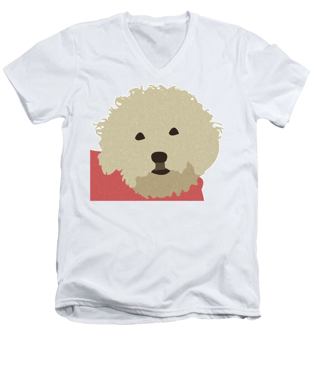 Bichon Men's V-Neck T-Shirt featuring the digital art Bichon by Caroline Elgin