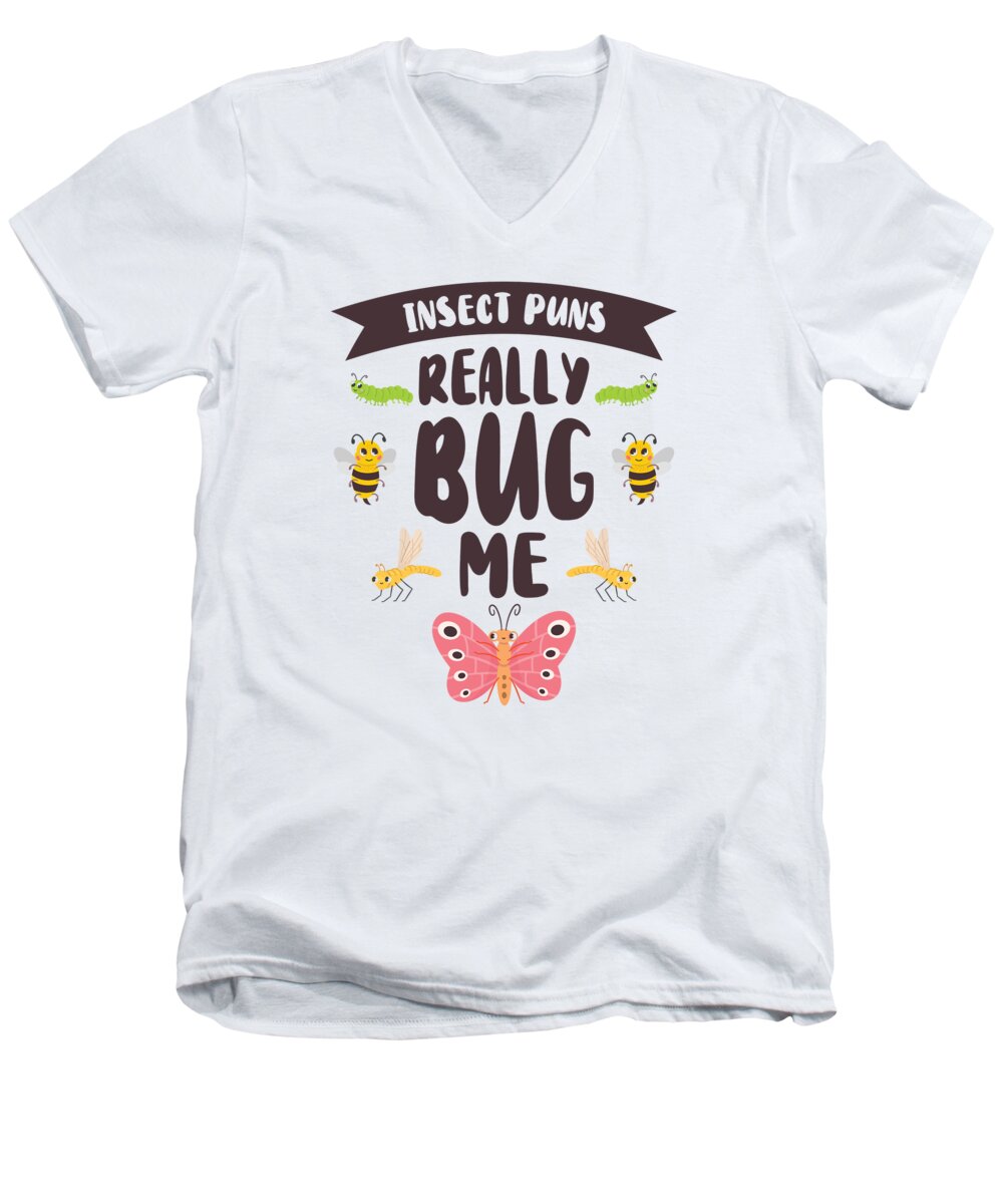 Bug Men's V-Neck T-Shirt featuring the digital art Bug Nature Pun Entomologist Bug Catcher by Toms Tee Store