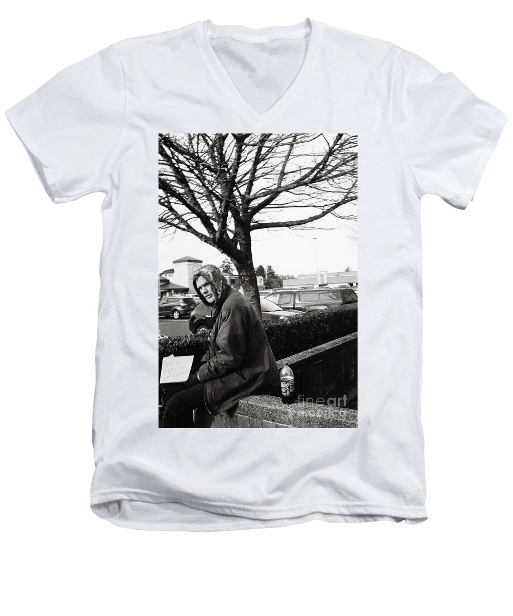 Street Photography Men's V-Neck T-Shirt featuring the photograph Business as Usual by Chriss Pagani