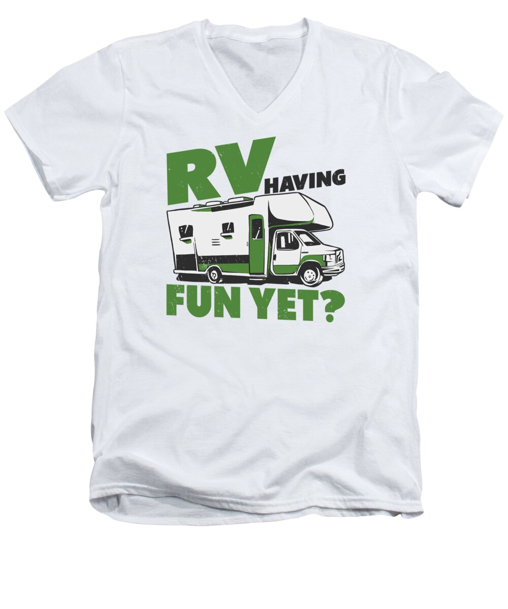 Camper Men's V-Neck T-Shirt featuring the digital art Camper RV Van Trailer Road Trip Adventure Outdoors by Toms Tee Store