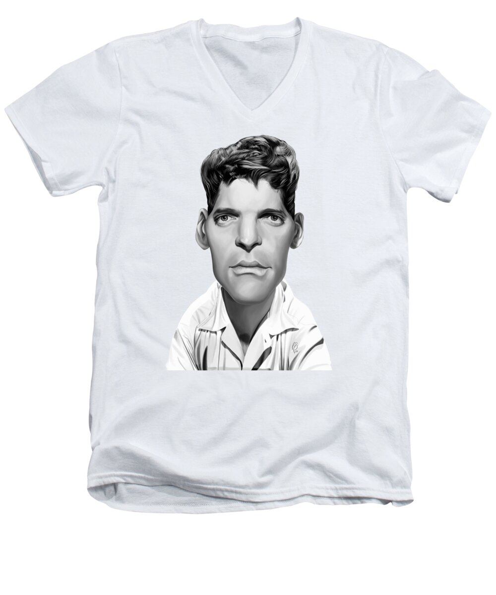 Illustration Men's V-Neck T-Shirt featuring the digital art Celebrity Sunday - Burt Lancaster by Rob Snow