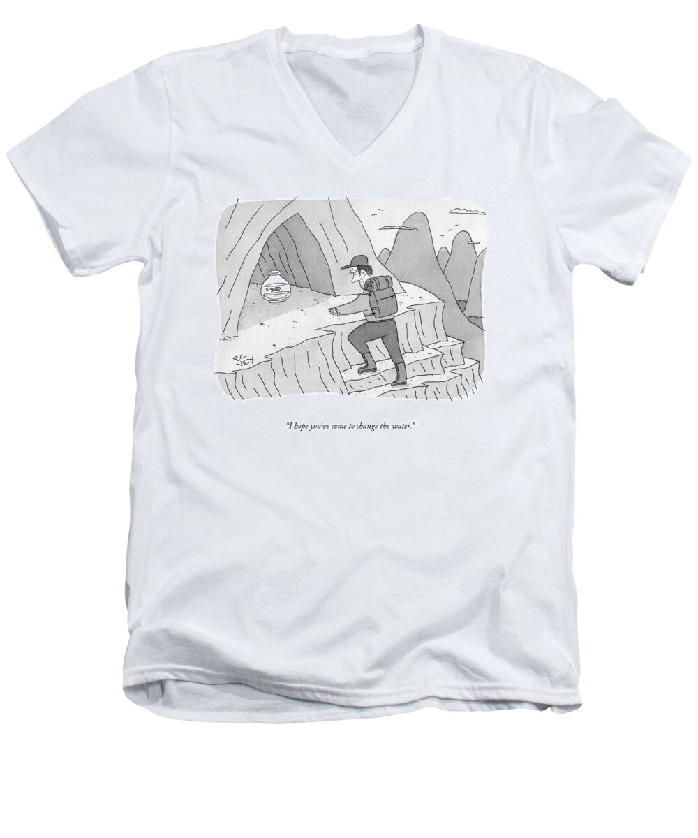 A25187 Men's V-Neck T-Shirt featuring the drawing Change The Water by Peter C Vey