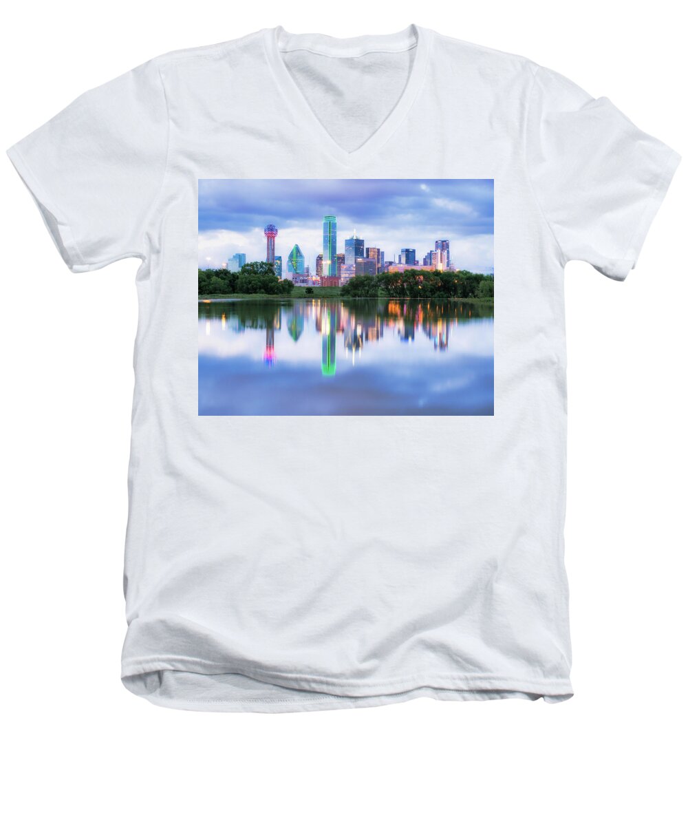 Dallas Men's V-Neck T-Shirt featuring the photograph City Of Dallas by Robert Bellomy