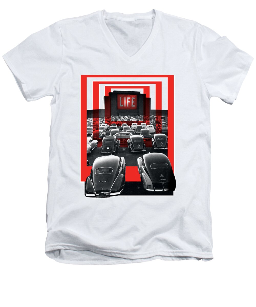 Classic Cars Men's V-Neck T-Shirt featuring the photograph Classic Cars by LIFE Picture Collection