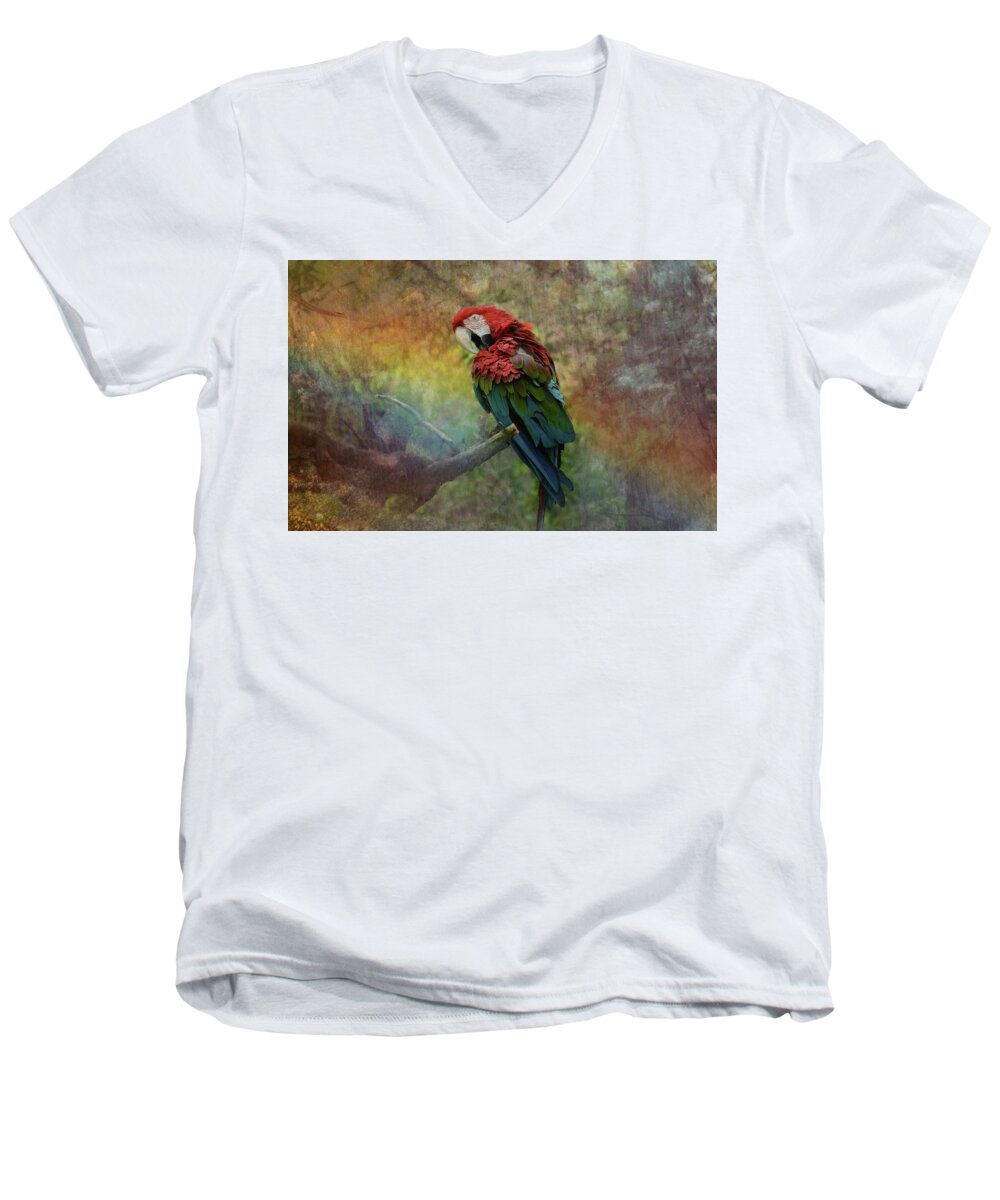 Parrot Men's V-Neck T-Shirt featuring the photograph Color my world by Patricia Dennis