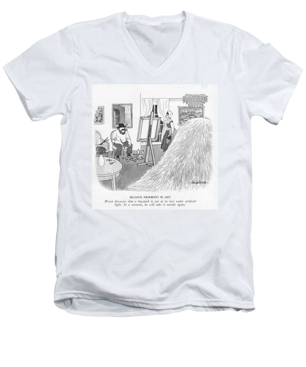 Decisive Moments In Art Men's V-Neck T-Shirt featuring the drawing Decisive Moments In Art by JB Handelsman